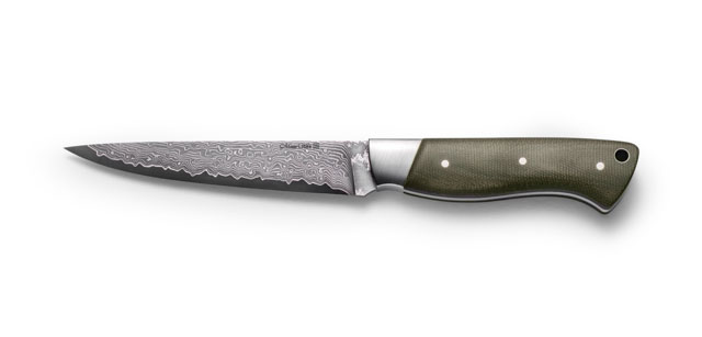 Fischermesser 01
Klinge: Suminagashi 64 Lagen VG10 Damast (rostfrei)
Griff: Canvasmicarta mit Edelstahlbacken und 925er Silbernieten
